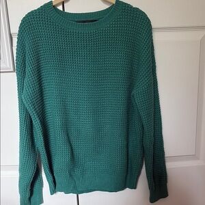 Emerald Green Chunky Knit Crew Neck Sweater